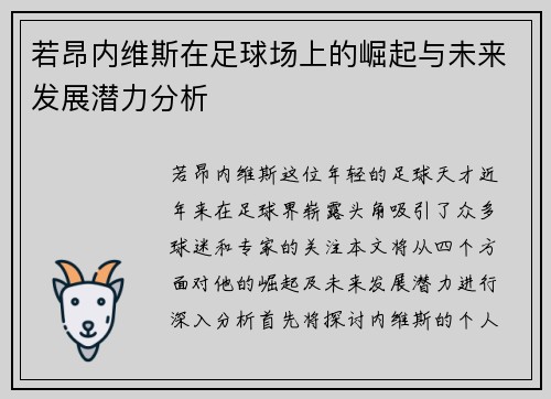 若昂内维斯在足球场上的崛起与未来发展潜力分析